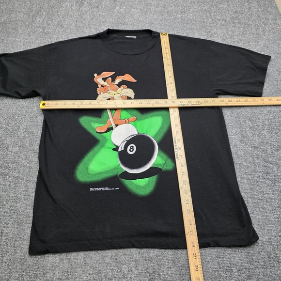 Vtg 1994 Wile E Coyote 8 Ball Pool Billiards Shirt Warner Bros Novel Teez XL - Picture 6 of 8